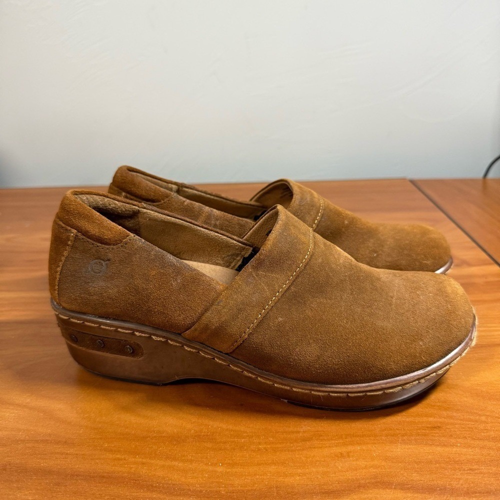 Born Bailie‎ Brown Tan Suede Leather Glazed Ginger Closed Back Clog BR0016278